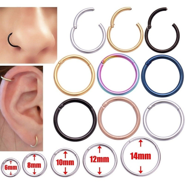 Ruifan Stainless Steel Body Jewelry Piercing Earrings Nose Hoop Ring Unisex 22 Gauge 6mm 8mm 10mm