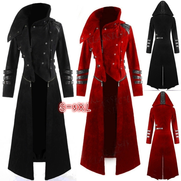 Scorpion Mens Coat Long Jacket Gothic Steampunk Hooded Trench Steampunk ...