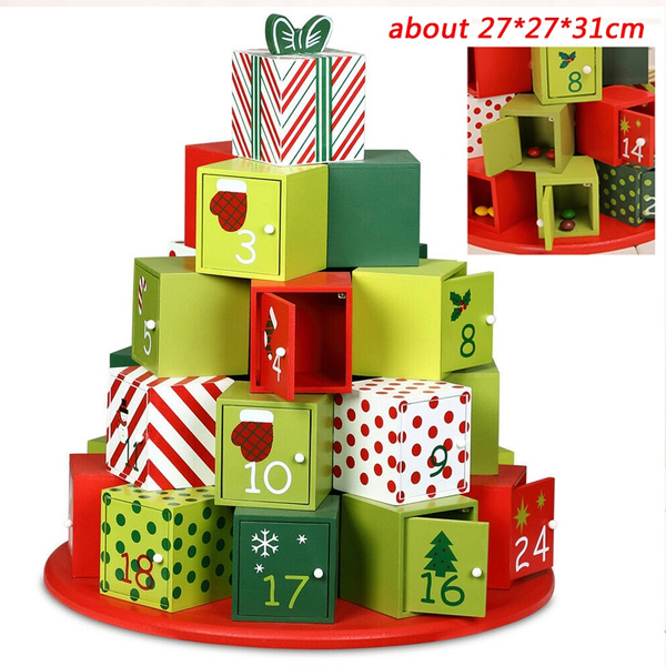 New Fashion Advent Calendar Christmas X-Mas Wooden Kids Reusable Fillable  Drawer Refillable | Wish