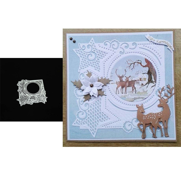 Hot 1Pcs Metal Christmas Frame Background Cutting Dies Template ...