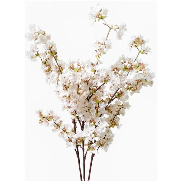 4 Branches Artificial Cherry Blossom Branches Flowers Stems Silk