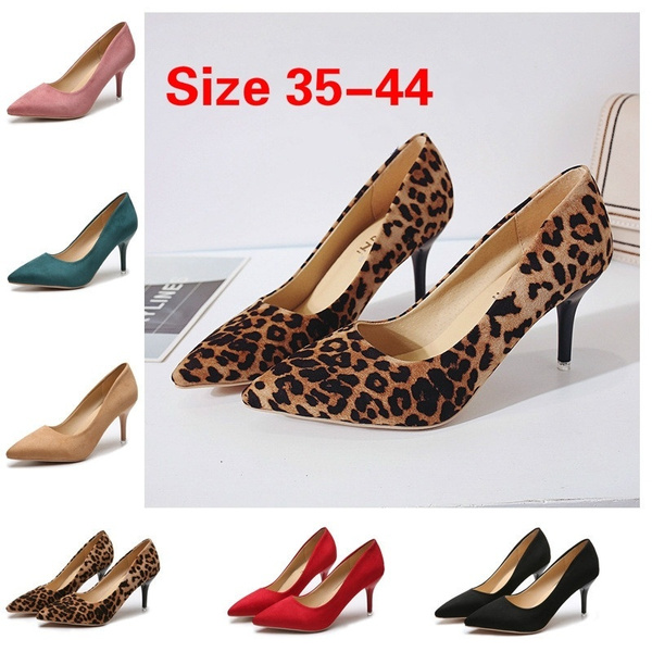 Women Pumps Leopard Plus Size Pointy Toe Stilettos High Heel Party Ladies Shoes 