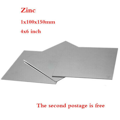Pure Zinc Zn Sheet Plate Electroplating Electrode Anode 4x6" Element UK Stock