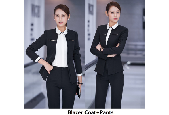 Novelty Black Formal Uniform Designs Pantsuits for Women Business
