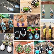 Turquoise, Silver Earrings, vintageearing, wedding earrings