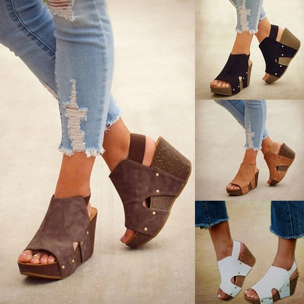 Sandalias De Tallas Grandes Con Punta Abierta Y Tacón Qedge Sandalias De Tallas Grandes Con Punta Abierta Y Tacón Qedge