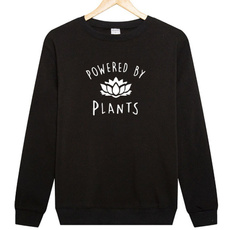 Funny, powerbyplant, letter print, Long Sleeve