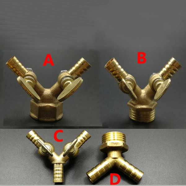 Brass Y Splitter 1/4" MNPT x 1/4" FNPT Fitting Gas .25" x .25" WYE Fitting 