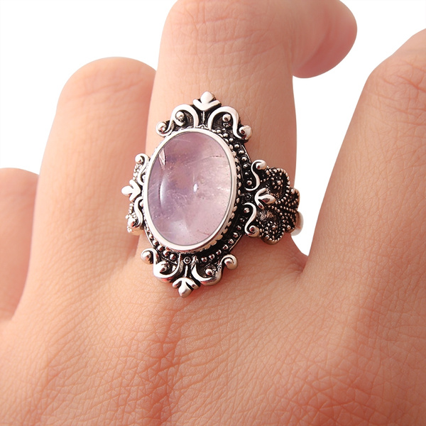 Silver rose quartz ring DOUCEUR - OMYOKI ethnic jewelry