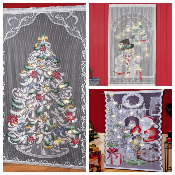 HOT Sale NEW Door Window Drape Panel Christmas Curtain Festival Decorative Home 