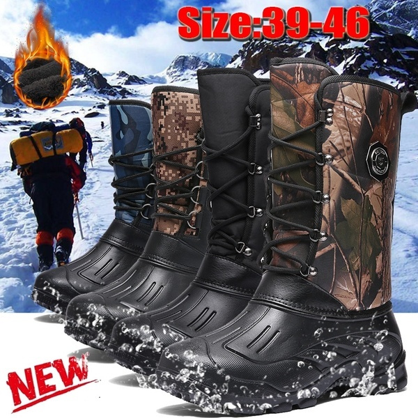 2019 Mens Winter Plusvelvet Snow Boots Outdoor Sport Hiking Fishing  Waterproof Boots Military Tactical Army Boots Cotton Warm Boots