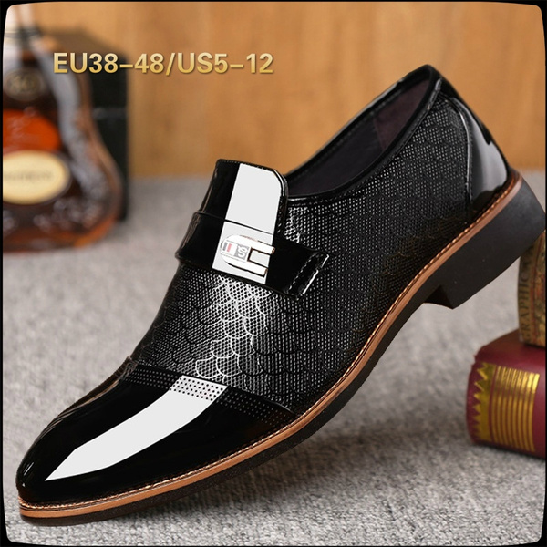 Men Formal Wedding Oxfords Casual Leather Shoes Pointed Toe Dress Shoes Big Size