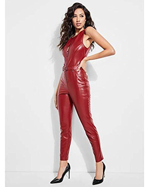 Guess faux leather store jumpsuit