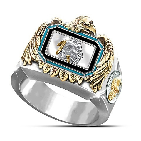 925 Sterling Silver Men Rings Two Tone 18k Yellow Gold Indian