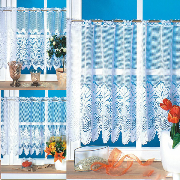 White Lace Sheer Curtains Kitchen, Curtains For Kitchen Window And Door
