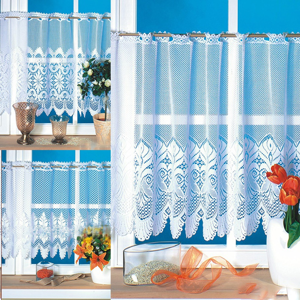 White Lace Sheer Curtains Kitchen Window Tulle Door Curtain Roman Blinds Wish White Lace Sheer Curtains Kitchen, Curtains For Kitchen Window And Door