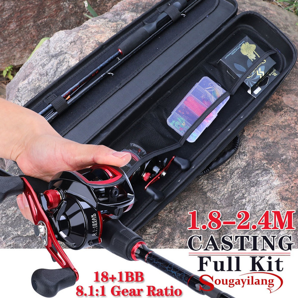 Sougayilang Baitcaster Combos Fishing Full Kit with Portable 5 Section  Fishing Rod and 19BB Baitcasting Reel and Fishing Carrire Bag Accosseries