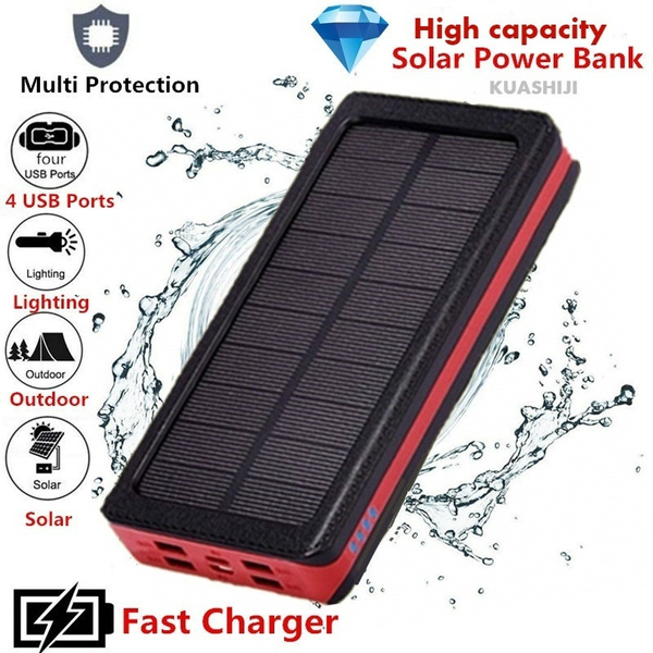 High Quality Solar Charger 200,000mAh Power Bank High capacity Power Bank  4USB Output 2 Input with Camping Lights for Travel,Camping,Adventure