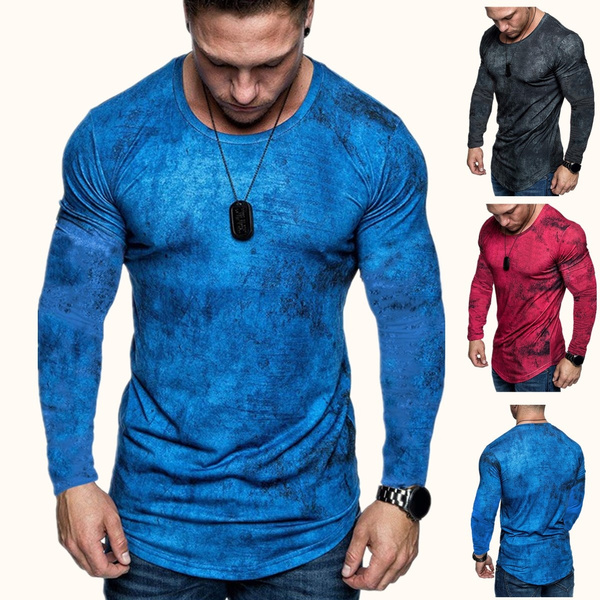 Autumn and Winter Men T Shirts Personality Casual Fitness T Shirts Mens  Outdoor Sport Long Sleeve T Shirts