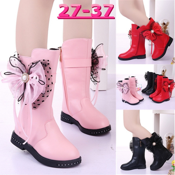 Gusha Cosplay Girls Princess Boots Thick Heel Boots Kids Winter Boots 