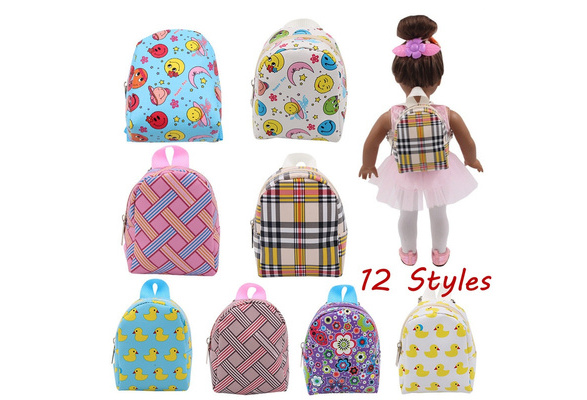 18 Inch American Girl Doll Cartoon School Bag Simulation Baby Dress Up Doll Accessories Backpack Wish