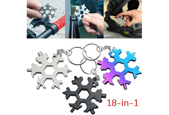 18 In 1 Stainless Tool MultiTool Portable Snowflake Shape Key-Chain Screwdriver&