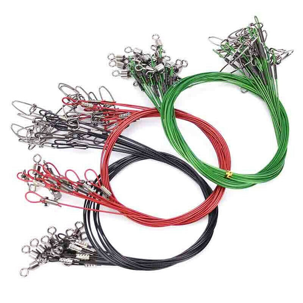 10pcs 50CM Fishing Trace Lures Leader Stainless Steel Wire Fishing Line  150LB #B
