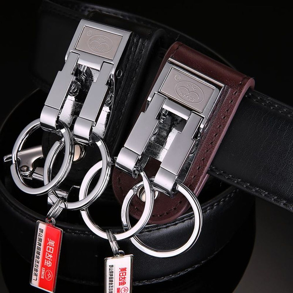 Steel Detachable Belt Buckle Clip Key Chain 2 Loops Keychain Key Ring Holder 