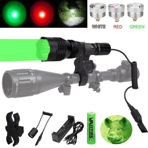 Red/Green/blue/White LED Torch Tactical Flashlight Coyote Varmint Hog Hunting 