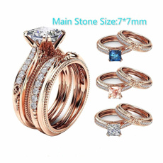 Sterling, Engagement Wedding Ring Set, gold, rosegoldfiledring