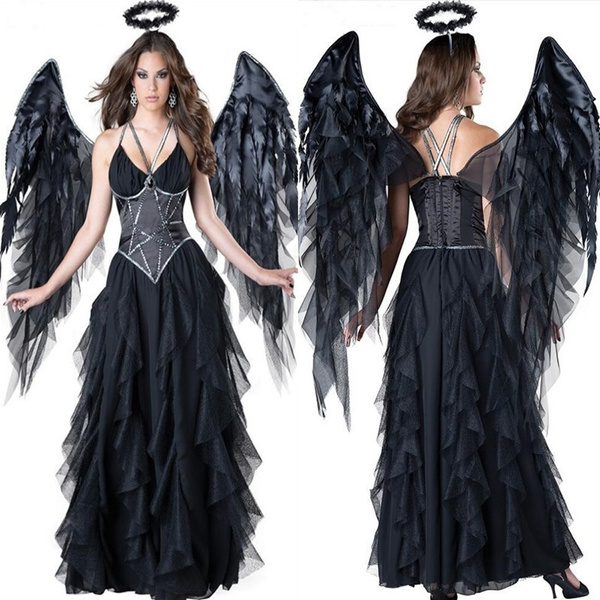 Dark Devil Evil Angel kjole Halloween kostumer til kvinder Fancy festkjole Angel Cosplay Kjoler Pige | Wish