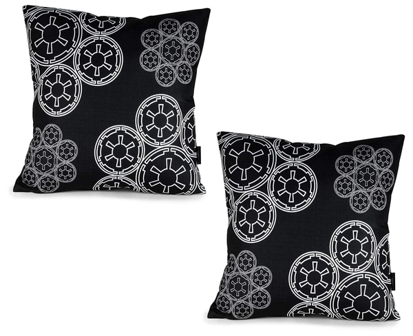 Star Wars Black Throw Pillow, White Imperial Logo, 20 x 20 Inches, Set  of 2