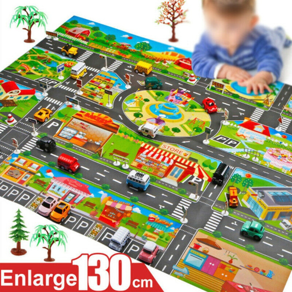 Kids Play Mat City Road Buildings Parking Map Game Scene Educational Toys f# h1 