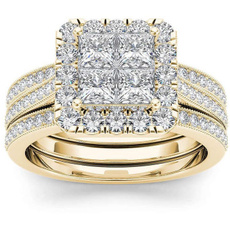 Engagement Wedding Ring Set, wedding ring, gold, Romantic