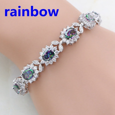 Charm Bracelet, Crystal Bracelet, Chain bracelet, rainbow