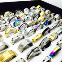 50pcs Wholesale Bulk Stainless Steel Rings – Mixed Styles, Men's & Women's, Sizes 5.5-10