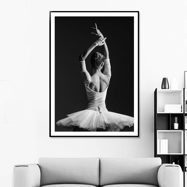 Black White Ballerina Ballet Portrait Canvas Wall Art Large Picture Prints 