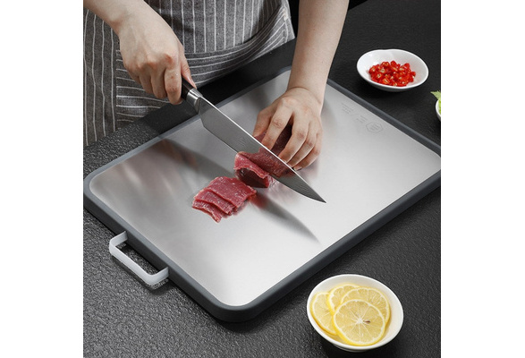 Khooming Double Sided 304 Stainless Steel Cutting Board with Self