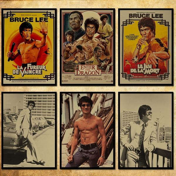 Pcs Bruce Lee Vintage Poster Kraft Paper Wallpaper Bedroom Retro Decor  Sticker 42 X Inch)