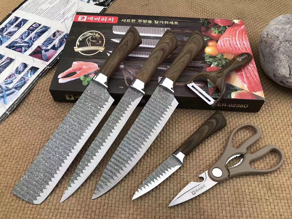 Kitchen Knives Set 6pcs EVERRICH 8 Chef Knife 8 Carving Knife 8 Small  Cleaver 3.5 Paring Knife Scissors Ceramic Peeler