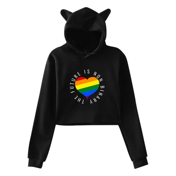 The Future Is Non Binary LGBT Fashion Cat Ear Hoodie Sweater Wish