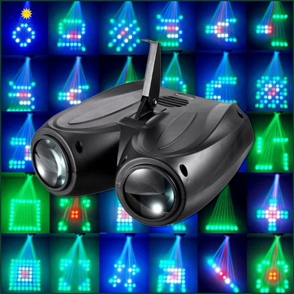 Black, 美规 Colorful RGBW Pattern Stage Light /20W 128 LED Double Head Airship Projector Lamp for DJ Party Effect Wedding Events Club Auto and Voice-Activated Stage Lighting
