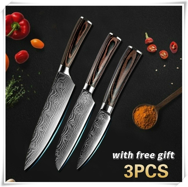 Chef Knife Set Laser Damascus Japanese Kitchen & Cutlery Accessories  Professional Sharp Cleaver Steak Santoku Utilitty Slicing Cooking Tool  Resin Handle From Friend1205, $8.12