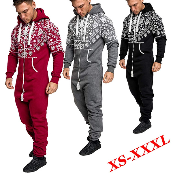 Men s Fashion Winter Thick Onesie Jumpsuit One Piece Adult Pajamas