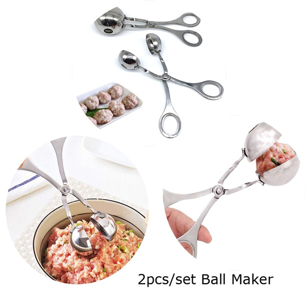 Meat Ballers,2PCS Stainless Steel Ball Maker None-Stick Meat Baller Tongs Cake  Pop Maker Cookie Dough Scoop Tongs for Meatball, Cake, Ice Cream, Bath  Bombs Kitchen tools，manual PVN