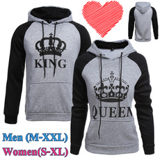 King, casualhoodieformen, loverssweater, Grey