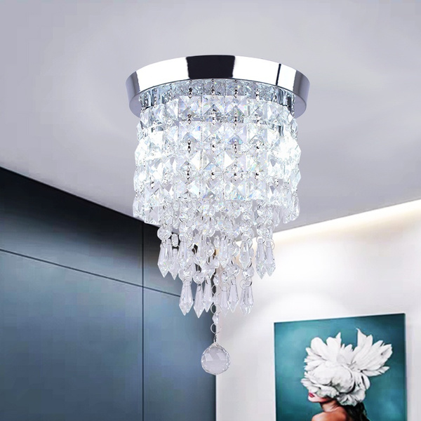7.9” Crystal Glass Chandelier Pendeant Ceiling Lamp LED Modern Light Home Decor 