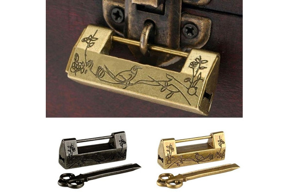 Rare Chinese old style Brass Carved Lifelike Horse padlock lock and key 