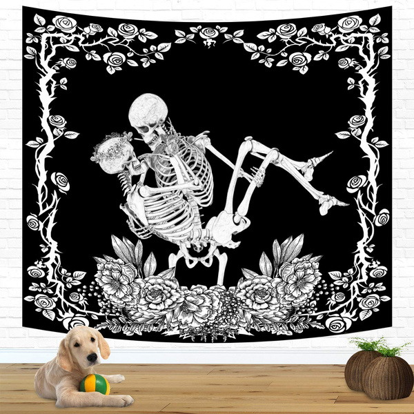 Two skeletons kissing discount tapestry