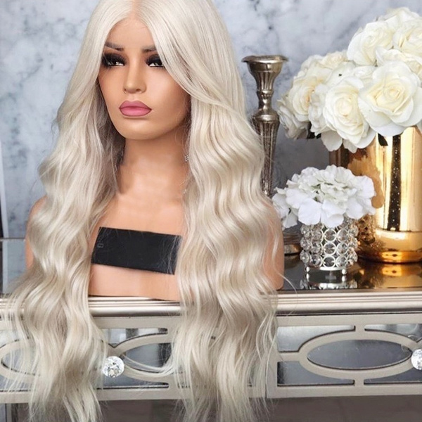 Blonde synthetic lace top wig